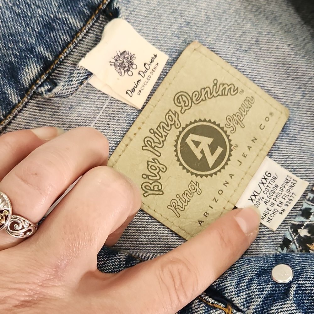 Vintage Upcycled Fringe Boho Western Denim Jacket - Picture 5 of 8
